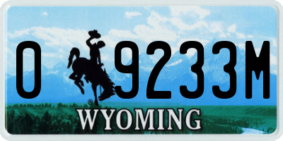 WY license plate 09233M