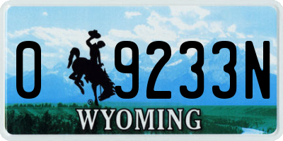 WY license plate 09233N