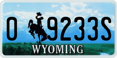 WY license plate 09233S