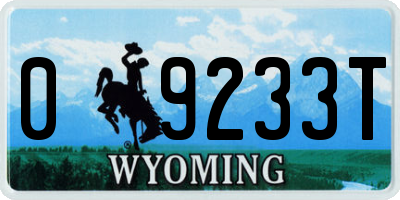 WY license plate 09233T