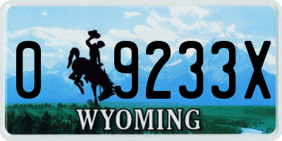 WY license plate 09233X