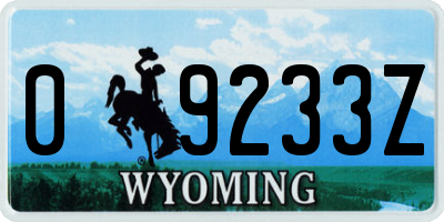 WY license plate 09233Z