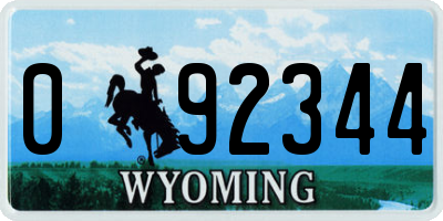 WY license plate 092344