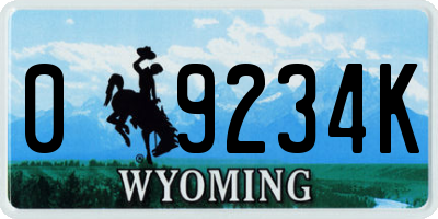 WY license plate 09234K