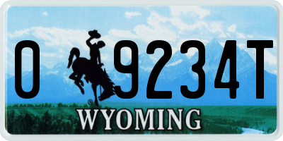 WY license plate 09234T