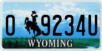 WY license plate 09234U