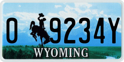 WY license plate 09234Y