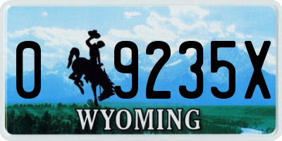 WY license plate 09235X