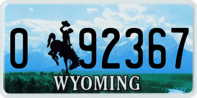 WY license plate 092367