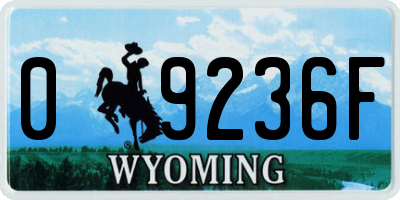 WY license plate 09236F