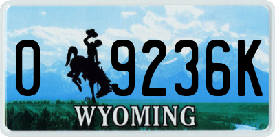 WY license plate 09236K