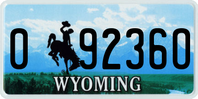 WY license plate 09236O