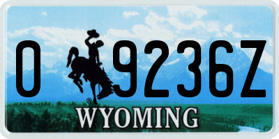 WY license plate 09236Z