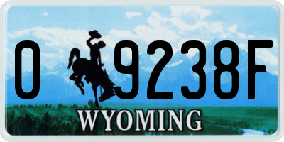 WY license plate 09238F