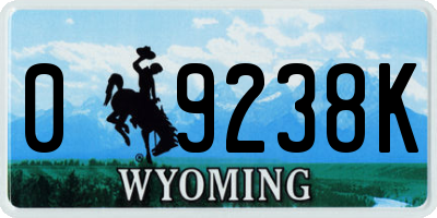 WY license plate 09238K