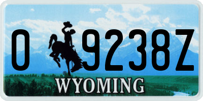 WY license plate 09238Z