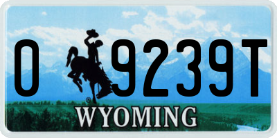 WY license plate 09239T