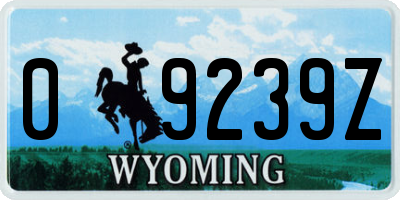 WY license plate 09239Z