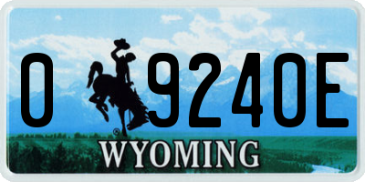 WY license plate 09240E