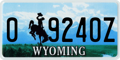 WY license plate 09240Z