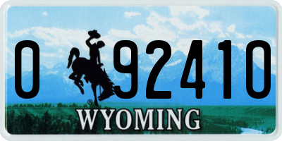 WY license plate 09241O
