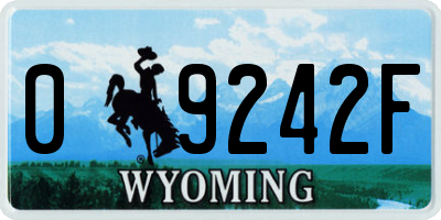 WY license plate 09242F
