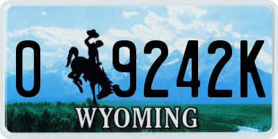 WY license plate 09242K