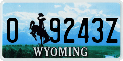 WY license plate 09243Z