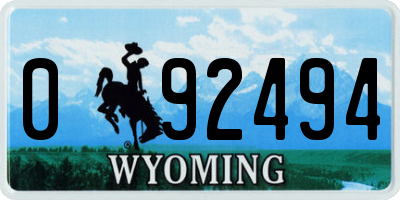 WY license plate 092494