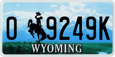WY license plate 09249K