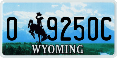 WY license plate 09250C