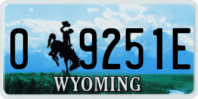 WY license plate 09251E
