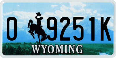 WY license plate 09251K