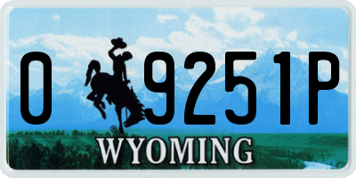 WY license plate 09251P