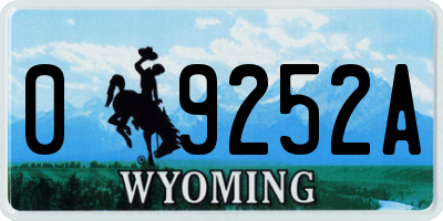 WY license plate 09252A