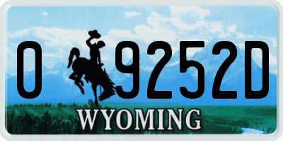 WY license plate 09252D