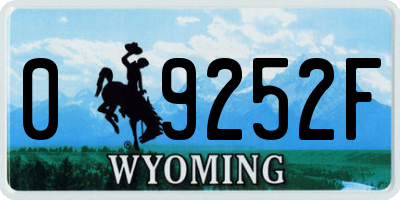 WY license plate 09252F