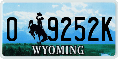WY license plate 09252K
