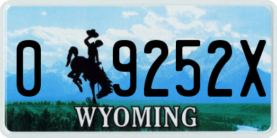 WY license plate 09252X