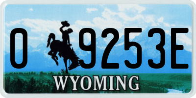 WY license plate 09253E