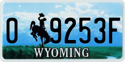 WY license plate 09253F