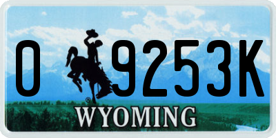 WY license plate 09253K