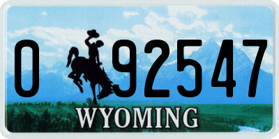 WY license plate 092547