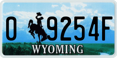 WY license plate 09254F