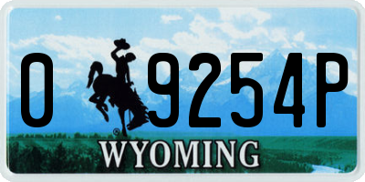WY license plate 09254P