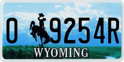 WY license plate 09254R