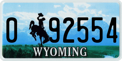 WY license plate 092554