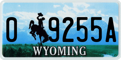 WY license plate 09255A