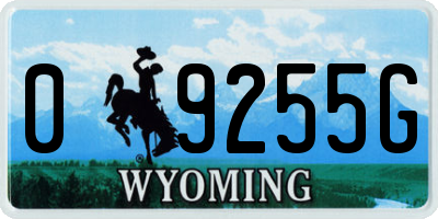 WY license plate 09255G