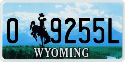 WY license plate 09255L